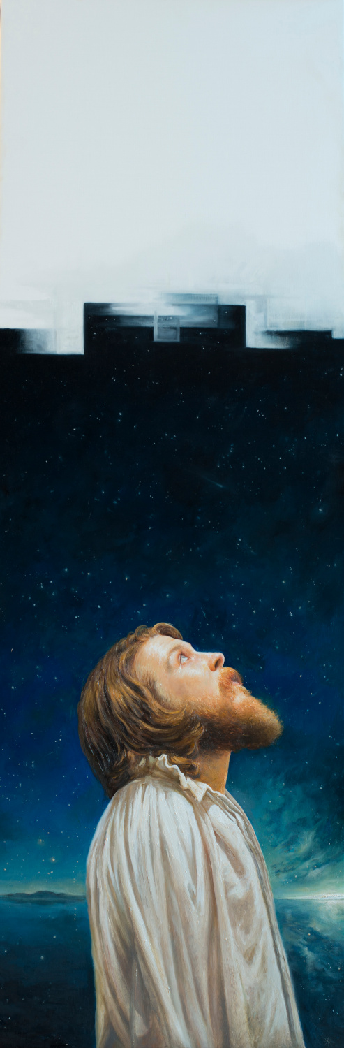 "The beyond", olio su tela, 150x50cm, 2020